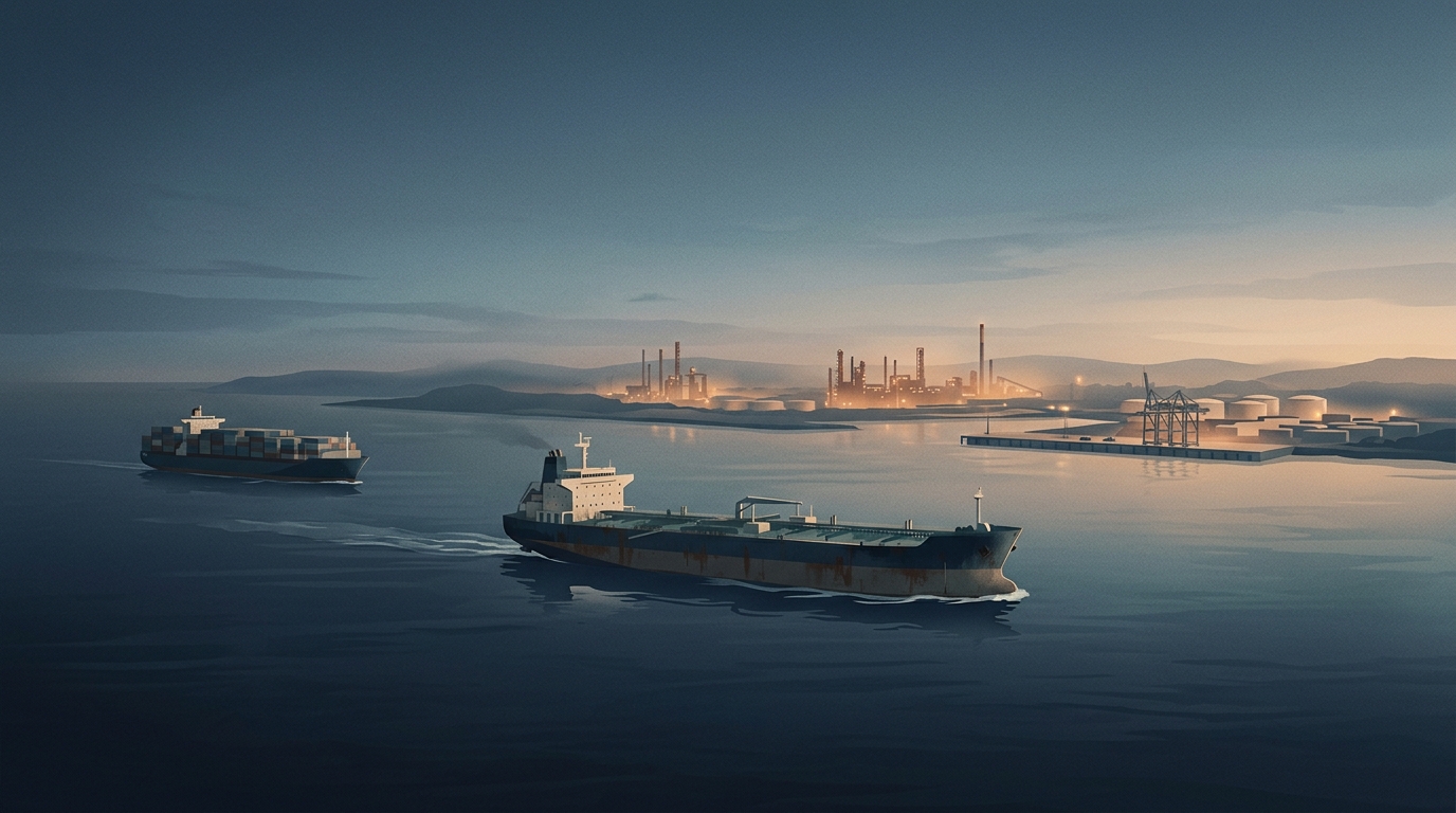 Illustration éditoriale générée en lien avec les tensions énergétiques et sécuritaires mondiales.